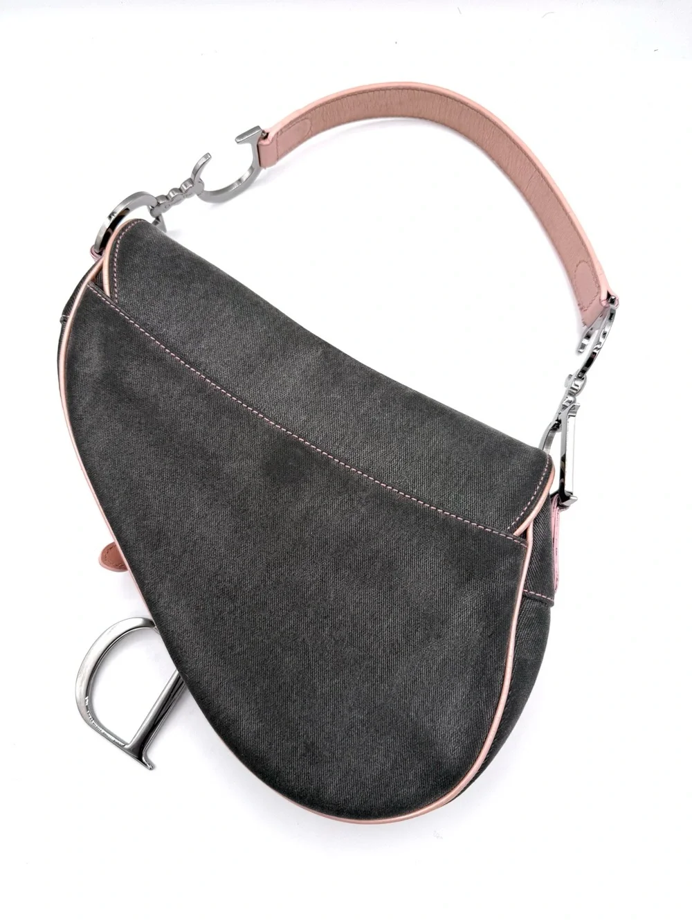 Dior Gray and Pink Galliano Saddle Bag - Picture 4 of 15